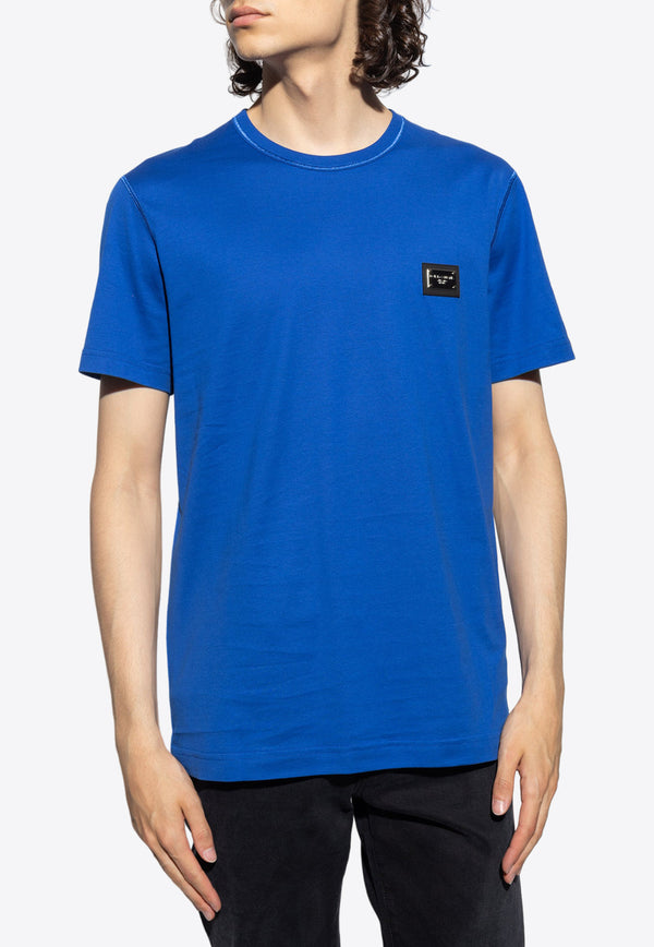 Dolce & Gabbana Crewneck Logo-Plaque T-shirt G8PT1T G7F2I-BA232 Navy blue