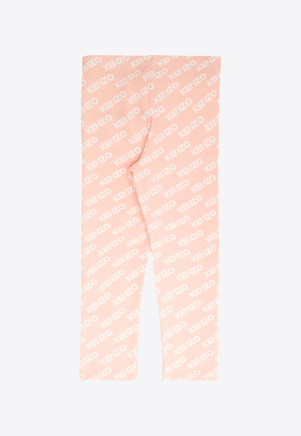 Kenzo Kids Baby Girls All-Over Logo Print Leggings Pink K04228 0-43G