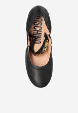 Moschino Logo Plaque Leather Ballet Flats Black MA11050C1H MA0-000