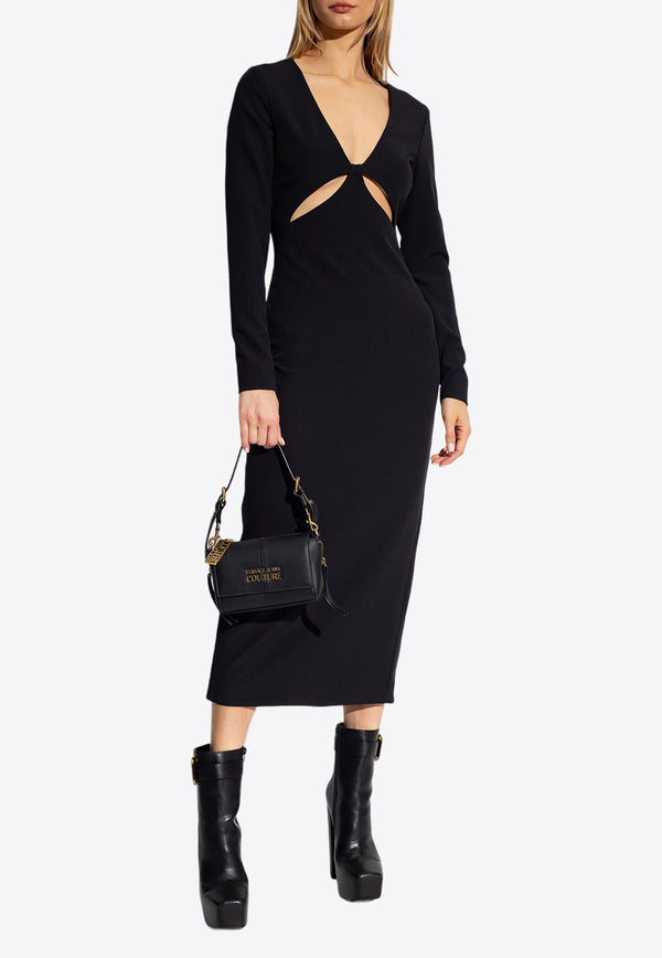 Versace Jeans V-neck Midi Dress with Cut-Out Black 75HAO916 N0217-899