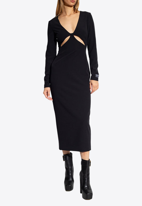 Versace Jeans V-neck Midi Dress with Cut-Out Black 75HAO916 N0217-899