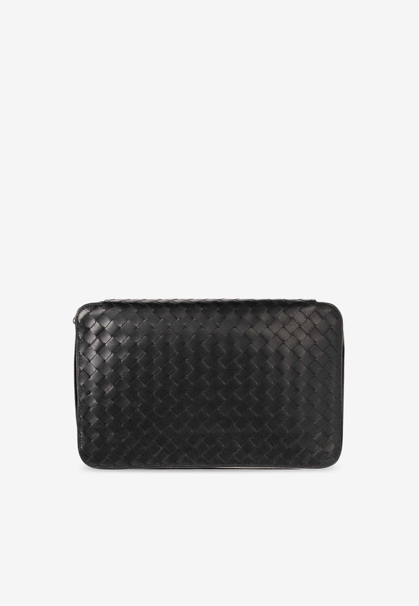 Bottega Veneta Small Intrecciato Leather Pouch Bag Black 764718 V2HL0-8803