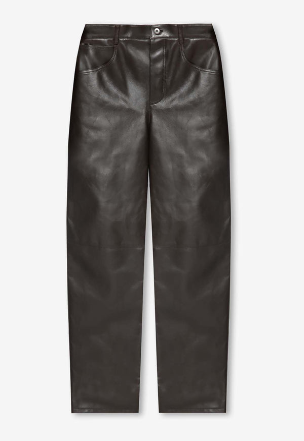 Bottega Veneta Straight-Leg Leather Pants Kale 769948 V3MW0-2181