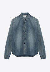 Saint Laurent Cassandre Washed Denim Shirt Denim 753029Y07JA/P_YSL-5018