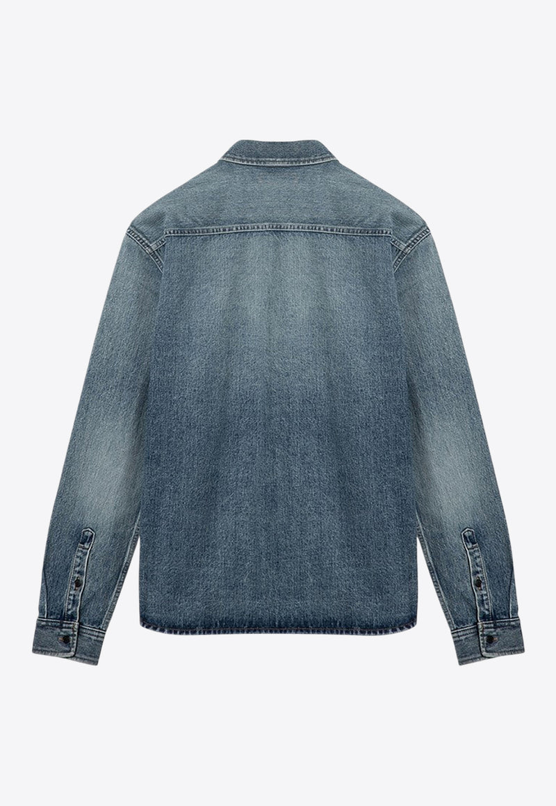 Saint Laurent Cassandre Washed Denim Shirt Denim 753029Y07JA/P_YSL-5018