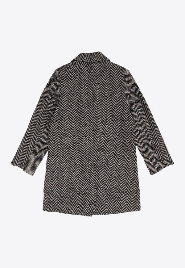 Zadig & Voltaire Kids Boys Single-Breasted Houndstooth Coat Gray X16112 0-09B