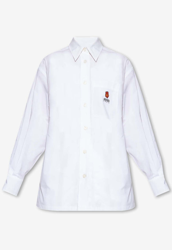 Kenzo Boke Flower Crest Long-Sleeved Shirt White FD52CH091 9LH-01