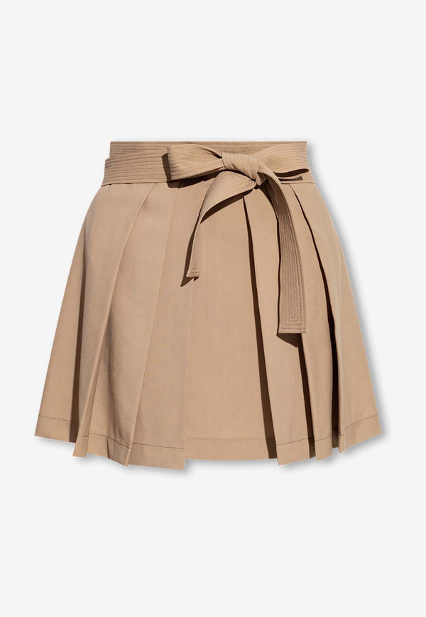 Kenzo Pleated Wool Mini Skirt Beige FD62JU002 9GE-13
