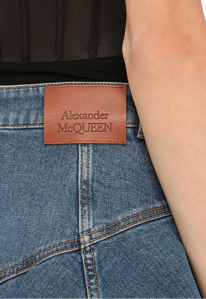 Alexander McQueen Ruffled Mini Denim Skirt 754745QMACH/N_ALEXQ-4164