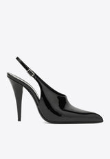 Saint Laurent Nico 110 Patent Leather Slingback Pumps Black 7553681TV00/N_YSL-1000