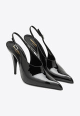 Saint Laurent Nico 110 Patent Leather Slingback Pumps Black 7553681TV00/N_YSL-1000