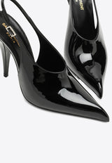 Saint Laurent Nico 110 Patent Leather Slingback Pumps Black 7553681TV00/N_YSL-1000