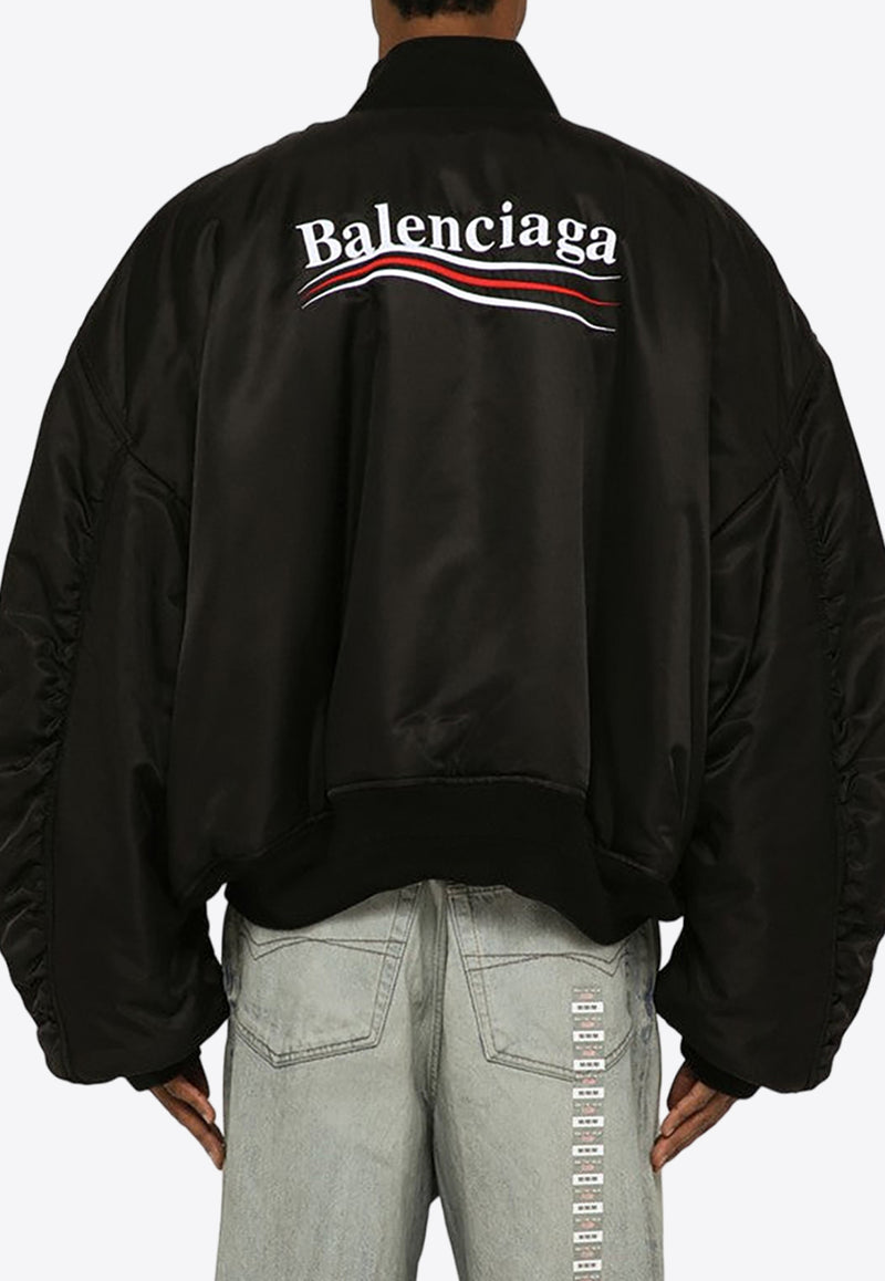 Balenciaga Political Campaign Logo Varsity Jacket 758940-TNO27/O_BALEN-1000 Black