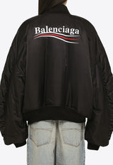 Balenciaga Political Campaign Logo Bomber Jacket 758940TNO27/O_BALEN-1000 Black