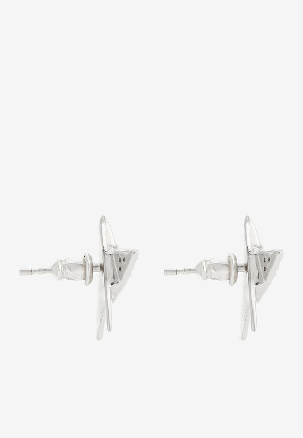 Salvatore Ferragamo Crystal-Embellished Star Earrings 760647 EAR ORIGSTRA 764388 PLD/CRYST Silver