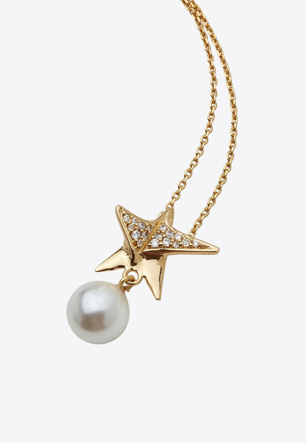 Salvatore Ferragamo Crystal-Embellished Star Chain Necklace Gold 760653 NKL ORIGPERL 764393 ORO/CRYST