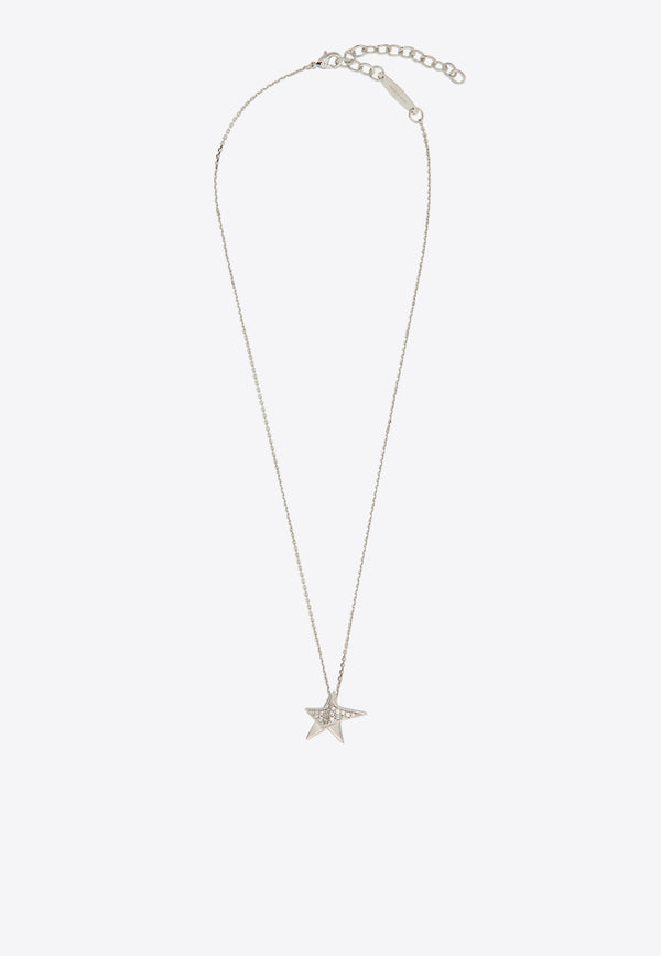 Salvatore Ferragamo Crystal-Embellished Star Chain Necklace Silver 760675 NKL ORIGSTRA 765958 PLD