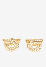 Salvatore Ferragamo Crystal-Embellished Gancini Earrings 760698 NEW GSTR 18D 770420 ORO