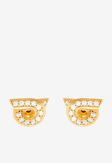 Salvatore Ferragamo Crystal-Embellished Gancini Earrings 760700 NEW GSTR 10D 770442 ORO