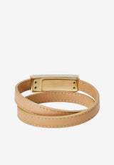 Salvatore Ferragamo Gancini Double-Twist Leather Bracelet Beige 760768 BR HUG SMALL 776172 LIGHT CAMEL/ORO