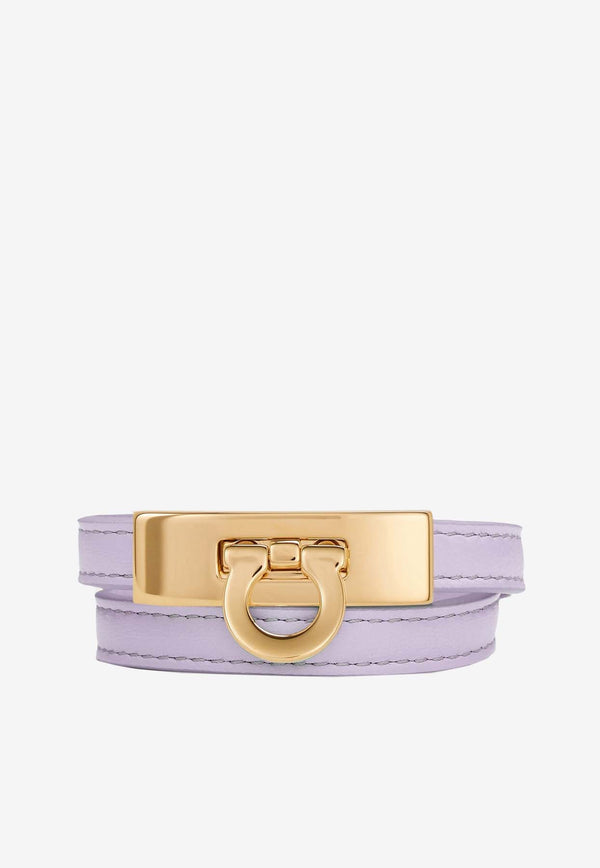 Salvatore Ferragamo Gancini Double-Twist Leather Bracelet Lavender 760768 BR HUG SMALL 776547 LAVANDER