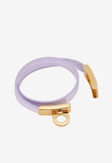 Salvatore Ferragamo Gancini Double-Twist Leather Bracelet Lavender 760768 BR HUG SMALL 776547 LAVANDER