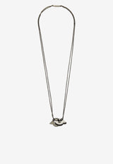 Salvatore Ferragamo Double-Gancini Chain Necklace Gray 760771 NKL FLUIDZIR 776251 RUTENIO/BLACK