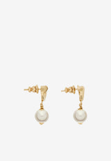 Salvatore Ferragamo Gancini Pearl Drop Earrings Gold 760780 EAR NEWGAN P 776601 ORO/PERLA