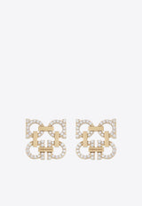 Ferragamo Four Gancini Crystal Stud Earrings Gold 760862 EAR 4GANCRYS 785150 ORO/CRYSTAL