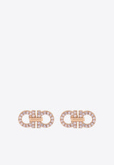 Ferragamo Double Gancini Crystal Stud Earrings Rose Gold 760871 EAR 2GANCRYS 785179 FROZEN DEW