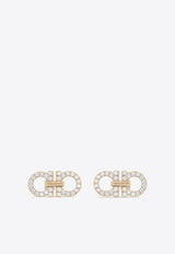 Ferragamo Double Gancini Crystal Stud Earrings Gold 760871 EAR 2GANCRYS 785180 FROZEN DEW