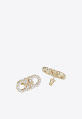 Ferragamo Double Gancini Crystal Stud Earrings Gold 760871 EAR 2GANCRYS 785180 FROZEN DEW