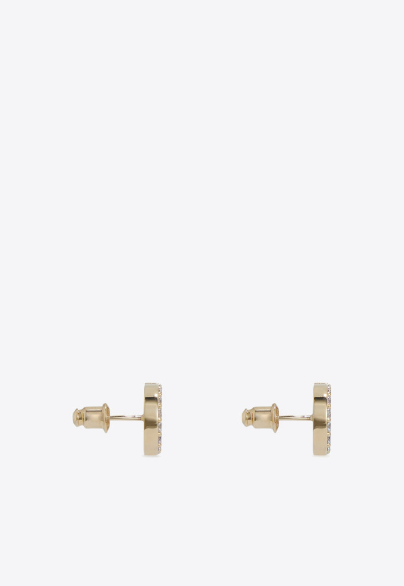 Ferragamo Double Gancini Crystal Stud Earrings Gold 760871 EAR 2GANCRYS 785180 FROZEN DEW