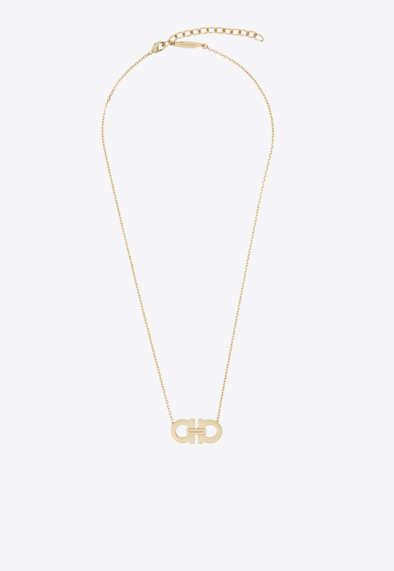 Ferragamo Double Gancini Pendant Necklace Gold 760872 NKL 2GAN 785181 ORO
