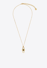 Ferragamo Gancini Padlock Pendant Necklace Gold 760877 NKL LUCENAME 785431 ORO/BLACK