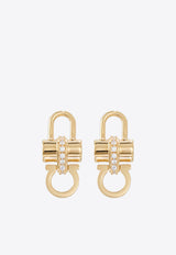 Ferragamo Crystal Embellished Padlock Stud Earrings Gold 760878 EAR LUCSTRAS 785437 ORO/CRYSTAL
