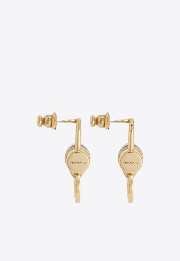 Ferragamo Padlock Stud Earrings with Resin Gold 760879 EAR LUCENAME 785440 NA