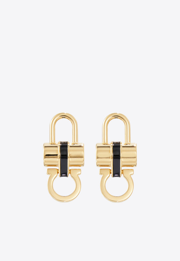 Ferragamo Padlock Stud Earrings with Resin Gold 760879 EAR LUCENAME 785440 NA