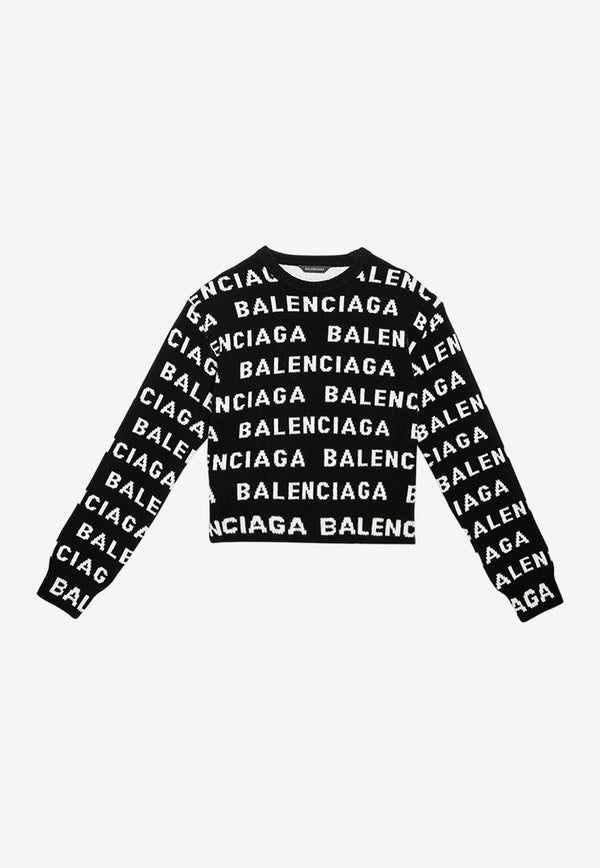 Balenciaga All-Over Logo Wool Sweater 761591T1673/O_BALEN-1070 Black