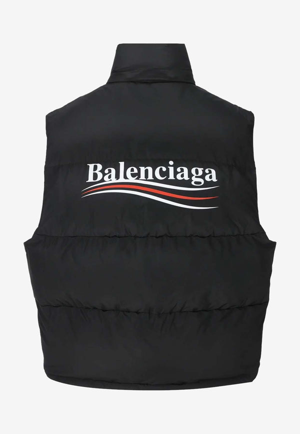 Balenciaga Political Campaign Logo Puffer Vest 762769-TYD36BLACK