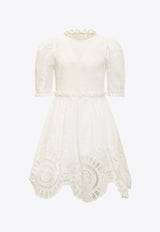 Zimmermann Kids Girls Halcyon Embroidered Dress Ivory 7628DSS235IVORY