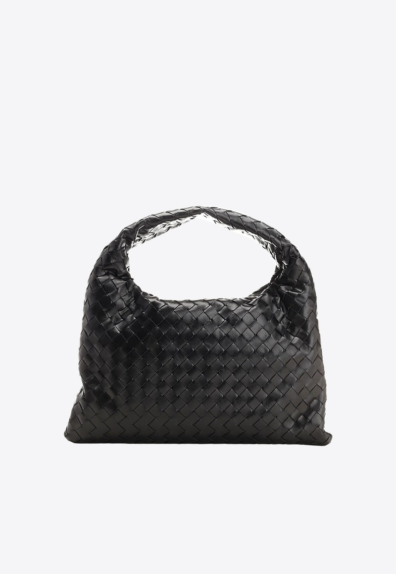 Bottega Veneta Small Hop Shoulder Bag in Intrecciato Leather 763966V3IV1 1019 Black