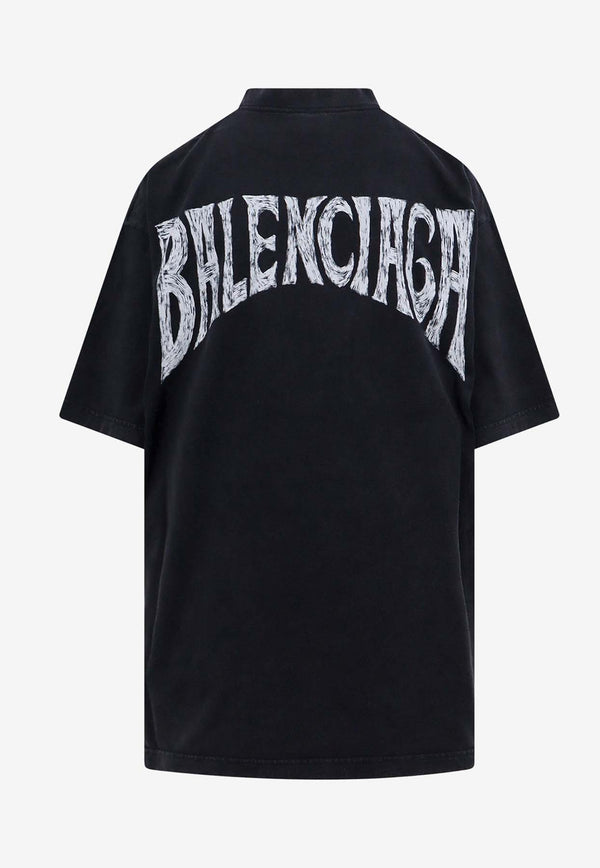 Balenciaga Logo Short-Sleeved T-shirt 764235-TPVU4BLACK