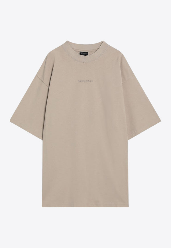 Balenciaga Distressed Logo T-shirt Beige 764235TSVO9/R_BALEN-9661