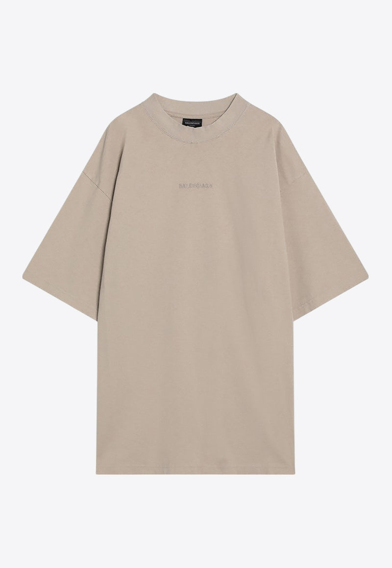 Balenciaga Distressed Logo T-shirt Beige 764235TSVO9/R_BALEN-9661