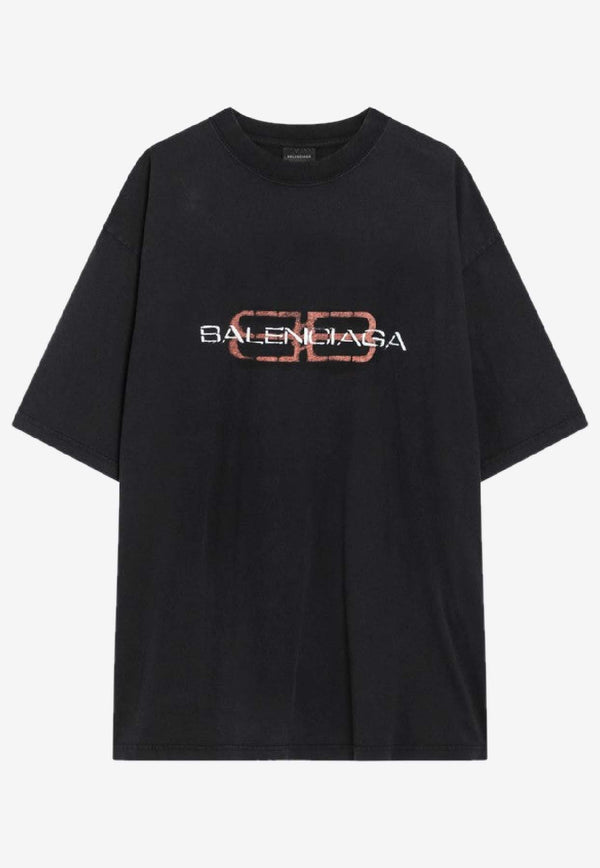 Balenciaga BB Icon Stencil Print T-shirt Black 764235TTVD6/R_BALEN-1041