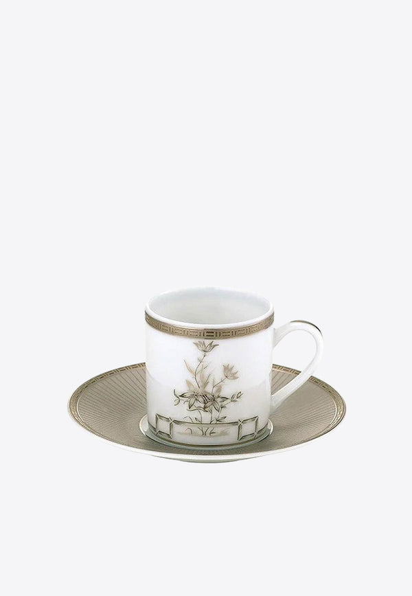 Christofle Fleur D'Argent Coffee Cup and Saucer Gray 7656510