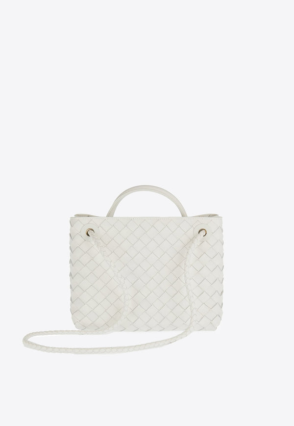 Bottega Veneta Small Andiamo Top Handle Bag in Intrecciato Leather 766014VCPP1 9156 White