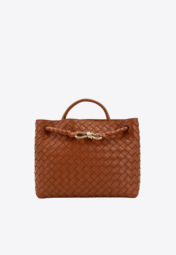 Bottega Veneta Medium Andiamo Top Handle Bag in Intrecciato Leather 766016VCPP1 2598 Cognac