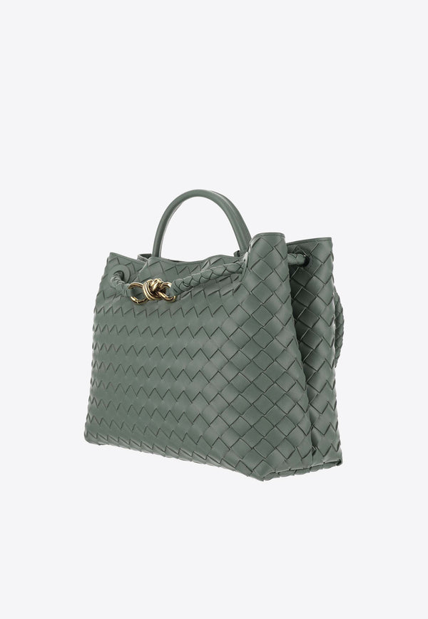 Bottega Veneta Medium Andiamo Top Handle Bag in Intrecciato Leather 766016VCPP1 3293 Aloe